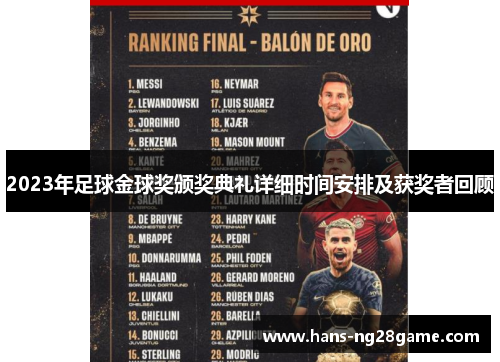 2023年足球金球奖颁奖典礼详细时间安排及获奖者回顾
