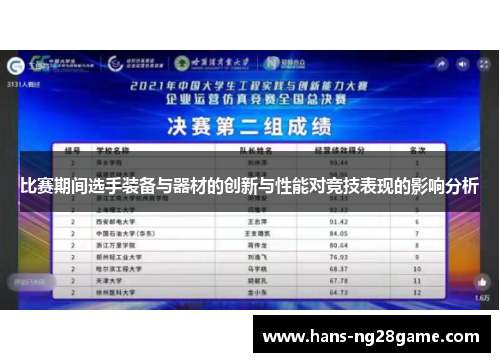 比赛期间选手装备与器材的创新与性能对竞技表现的影响分析 比赛期间选手装备与器材的创新与性能对竞技表现的影响分析